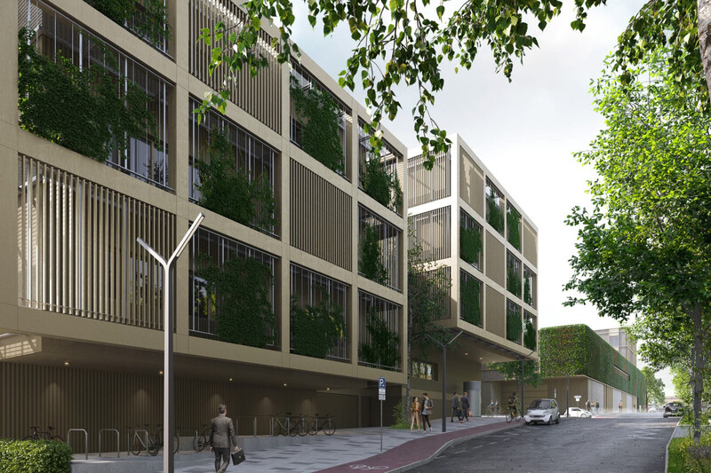 Begr&uuml;nte Fassade Campus Burghausen