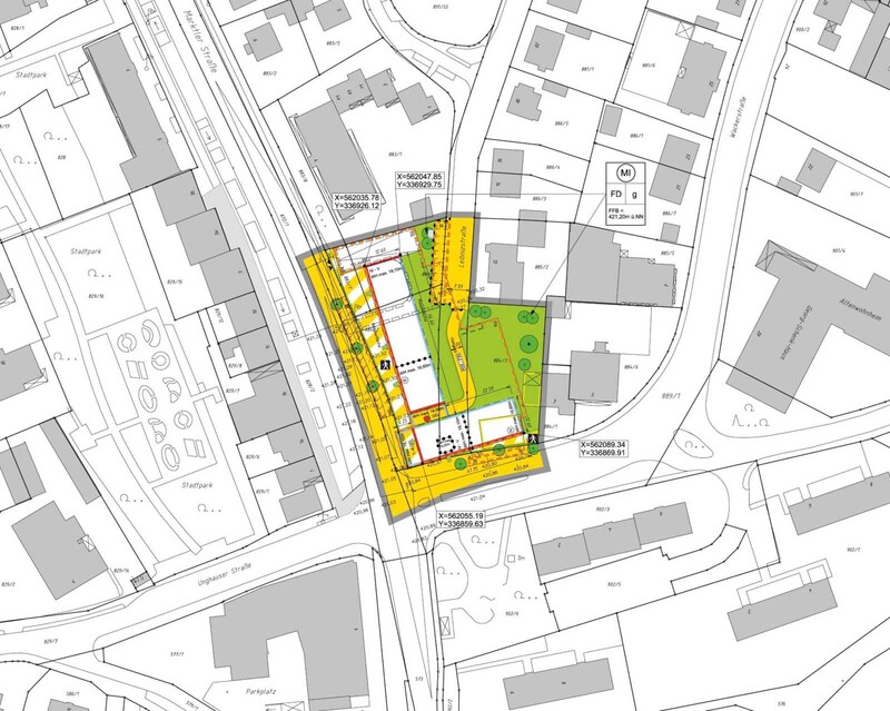 Plan des Gebäudes der Wacker-Pensionskasse in der Marktler Straße