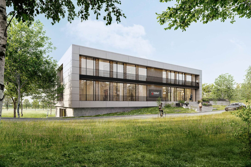 Neues Verwaltungsgeb&auml;ude von Haberl Electronic in Arnstorf mit Eingangsbereich